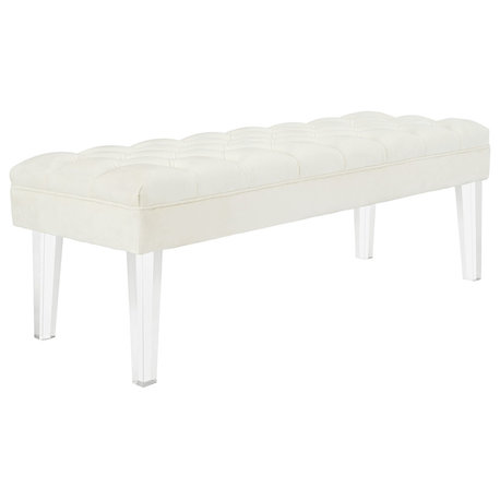 Valet Velvet Bench, Ivory