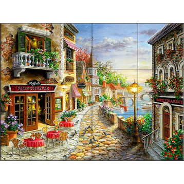 Ceramic Tile Mural, Invitation to Dine, NB, by Nicky Boehme