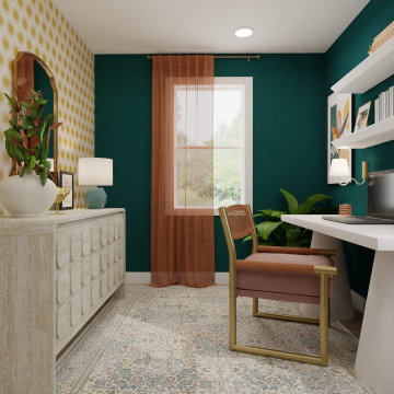 Eclectic Office Space Bold on Color