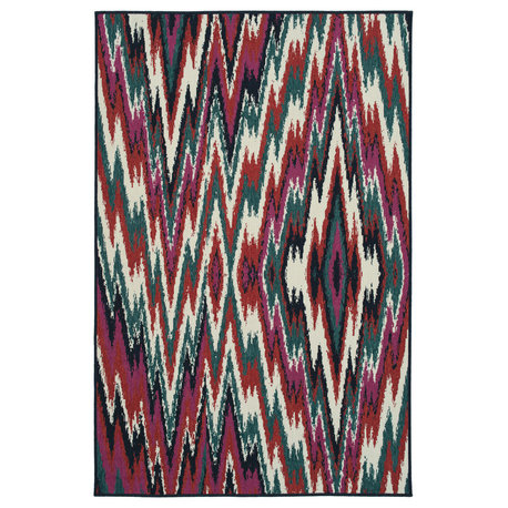Kaleen Pianta Collection Multi Teal Area Rug 5'3" x 5'3"