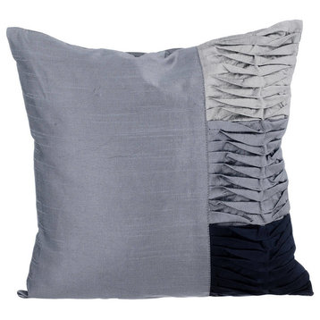 Gray Decorative Pillow Covers 18"x18" Silk, Mixing Grays