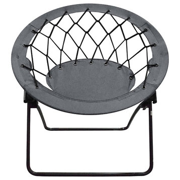 OCC Bungee Web Chair (Round ), Lightweight Portable Folding Chair-Grey