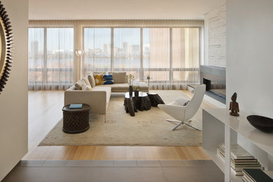Trendy living room photo in Boston
