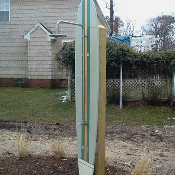 Outdoor surfboard shower.