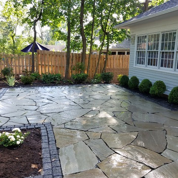 Irregular Blue Stone Patio with cobble border