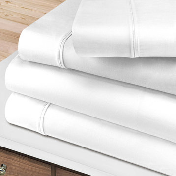 400-Thread Count Solid Deep Pocket Sheet Set, White, Cal King