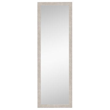 Marred Silver Non-Beveled Wood Full Length On the Door Mirror - 16.5 x 50.5 in.