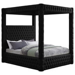 Meridian Furniture - Royal Velvet Upholstered Bed, Black, King - Create a bedroom sanctuary you never want to leave with this Royal velvet bed at its center. Justly named, this bed has a regal look that's fit for a king (or queen). Stunningly crafted, the Royal bed features a canopy that towers over the top of the bed for a modish take on a timelessly affluent design. Deep tufting adds a textural look while the soft black velvet upholstery shores up the bed's sophisticated design.