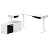 Bestar Pro-Vega L Shaped Adjustable Standing Desk with Credenza in White