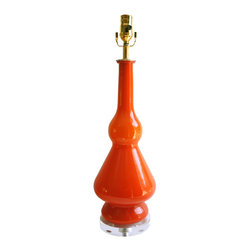 EMPOLI ORANGE CASED GLASS VINTAGE LAMP - Table Lamps