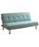 Dewey Blue Flax Fabric Sofa Futon Converts Into Bed With Side Pockets