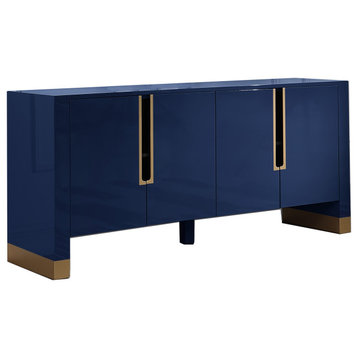 Akantha 68" Lacquer With Gold Accents Sideboard, Blue