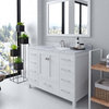 Caroline Avenue 48" Single Vanity in White with Marble Top, Square Sink, Mirror