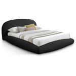 Meridian Furniture - Genesis Upholstered Bed, Black, Teddy Fabric, Queen - Refresh your bedroom with the Genesis black faux shearling teddy fabric queen bed, upholstered in soft plush. The rounded headboard, rails, and footboard create the illusion of a floating bed, introducing a sleek contemporary touch to your space. Combining comfort and style seamlessly, this bed's luxurious fabric and innovative design make it a standout centerpiece. It's perfect for enhancing both the elegance and relaxation of your bedroom.
