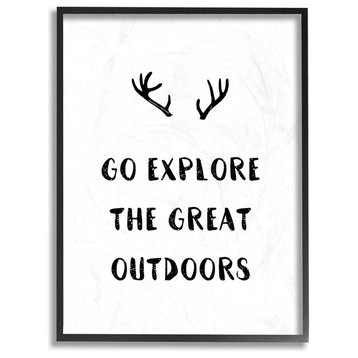 "Go Explore The Great Outdoors Antlers" 11x14, Framed Giclee Texturized Art
