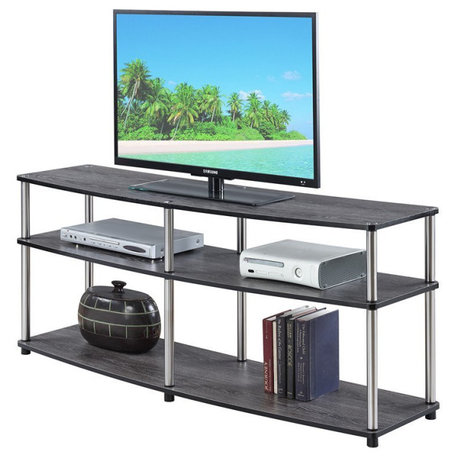 Designs2Go Three-Tier 60" TV Stand in Weathered Gray Wood Finish