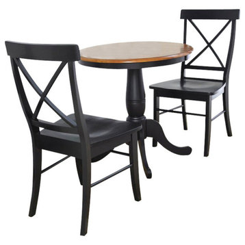 International Concepts 3 Piece Dining Set in Black and Soft Cherry