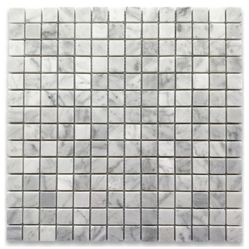 Carrara White Marble 3/4x" Grid Square Mosaic Tile Honed Venato Bianco, 1 sheet
