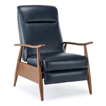 Solaris Midnight Blue Wooden Arm Push Back Recliner Chair