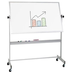 Flash Furniture 45.25W x 54.75H Reversible Mobile Cork Bulletin & White Board with Pen Tray