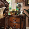 Elegant Nightstand, Unique Carved Details and 2 Spacious Drawers, Cherry Finish