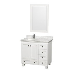 Wyndham Collection Acclaim 36" Single Bathroom Vanity White, Carrera Marble Top - Bathroom Vanities And Sink Consoles
