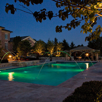 Lake Forest, IL Swimming Pool and Raised Hot Tub with Laminar Fountains