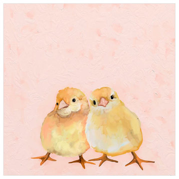 "Two Chicks On Pink" Canvas Wall Art by Cathy Walters