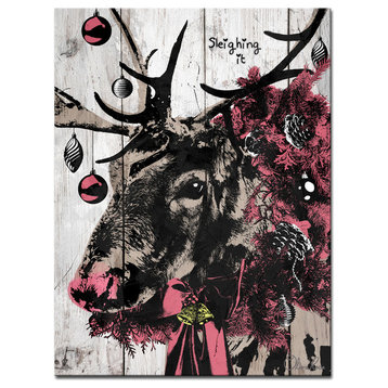 Ready2HangArt 'Christmas Reindeer' Textual Canvas Wall Art, 30"x40"