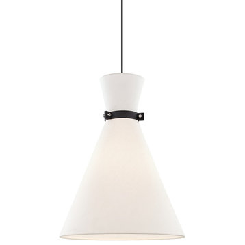 Mitzi H294701L Julia 1 Light 15"W Pendant - Polished Nickel / Black