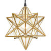 Brass Golden Moravian Star Pendant Light Star Glass Lights, 12", Clear Glass