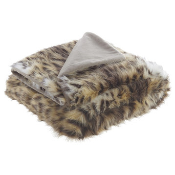 Inspired Home Jiselle Throw, Acrylic 50"x60", Faux Leopard
