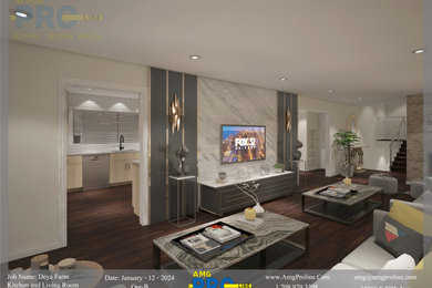 3D Design for a Kitchen & Living room In Horse farm