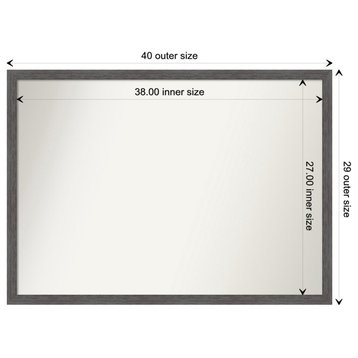 Pinstripe Plank Grey Thin Non-Beveled Wall Mirror 40x29 in.