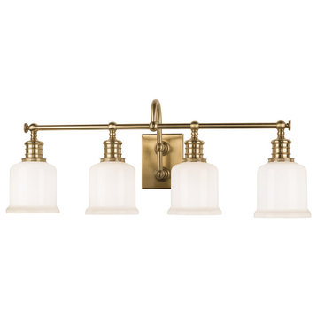 Keswick 4 Light Bathroom Vanity Light, Aged Brass