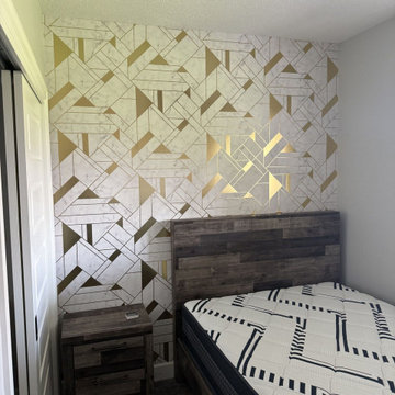 Marble & Gold Geometric Wallpaper Bedroom Feature Wall
