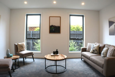Design ideas for a contemporary living room in Melbourne.