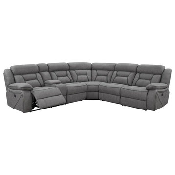 Coaster Higgins 4-Piece Faux Leather Upholstered Sectional in Gray