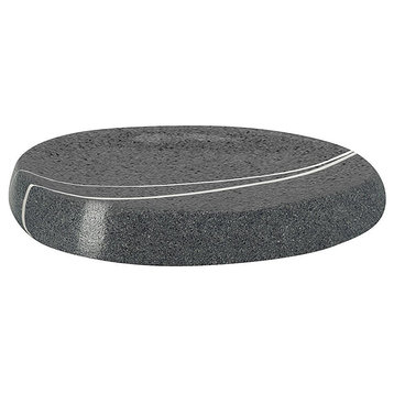 Unique Stone Bath Accessories, Stones, Soap Dish, Dark Gray