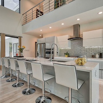 Modern kitchen cabinets with Glass facades in North Dallas