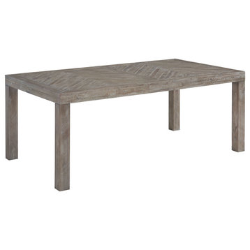 Modus Herringbone Solid Wood Rectangular Dining Table in Rustic Latte