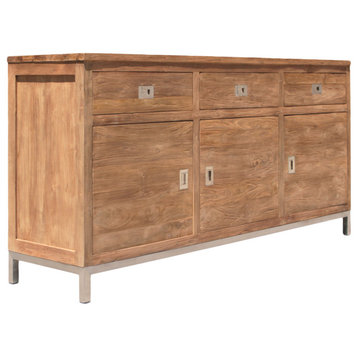 Recycled Teak Wood Alicante Bathroom Linen Cabinet With 3 Drawers and 3 Doors