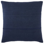 Jaipur Living - Jaipur Living Ortiz Solid Throw Pillow, Dark Blue, Polyester Fill - Sophisticated simplicity defines the texturally inspiring Taiga collection. Crafted of soft linen, the Ortiz pillow boasts a solid navy colorway. Embroidered details in a tonal hue offer subtle texture to this plush accent.