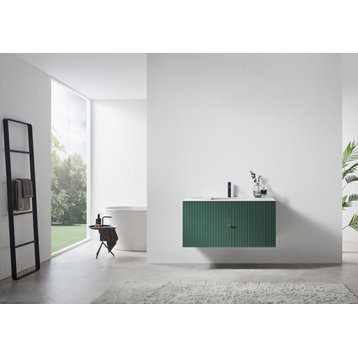 BARCELONA Wall Mount Modern Bathroom Vanity, Forest Green, 42"