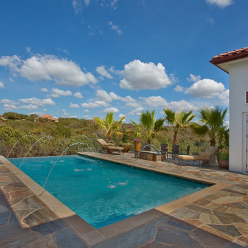 Infinity Edge Pool With Fire Feature