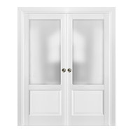 French Double Pocket Doors Lucia 22 Matte White Glass