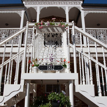 Exterior Balcony and Straight Cast Staircase