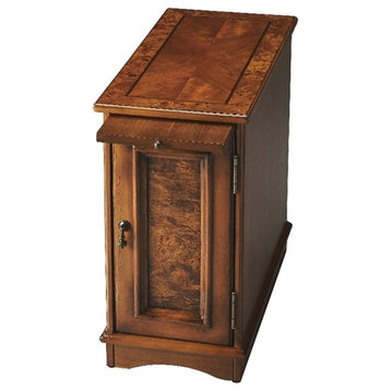 Beaumont Lane Traditional Wood Chairside Chest in Olive Ash Burl/Brown