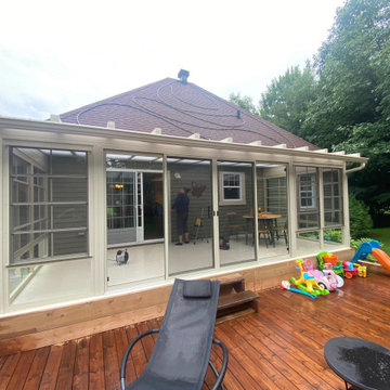 3 Season Sunroom with 4-Track Stacking Windows