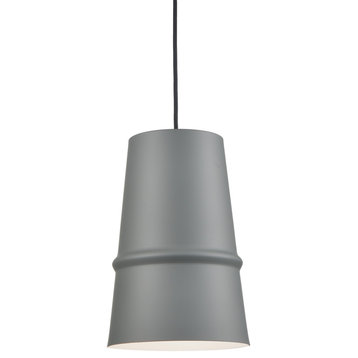 Castor Single Lamp Pendant, Gray, 8"Dx12"H